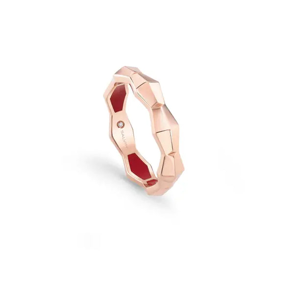 Anello in oro rosa con hybrid ceramic rossa Salvini