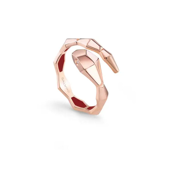 Anello in oro rosa con hybrid ceramic rossa Salvini