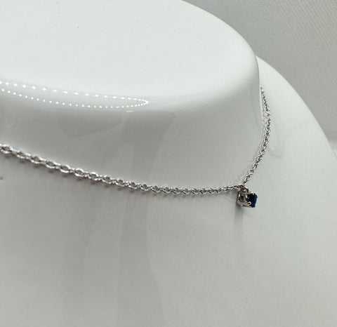 Collana Punto luce Poesia con Zaffiro Blu