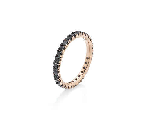 Anello Veretta a giro Poeasia con diamanti neri