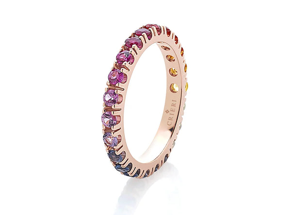 Crieri Anello Eternelle  Oro Rosa E Zaffiri Multicolor