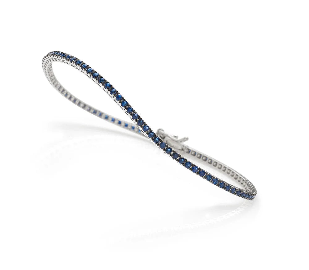 Bracciale Argento Bracciale Tennis Con Zaffiri Blu Bracciale